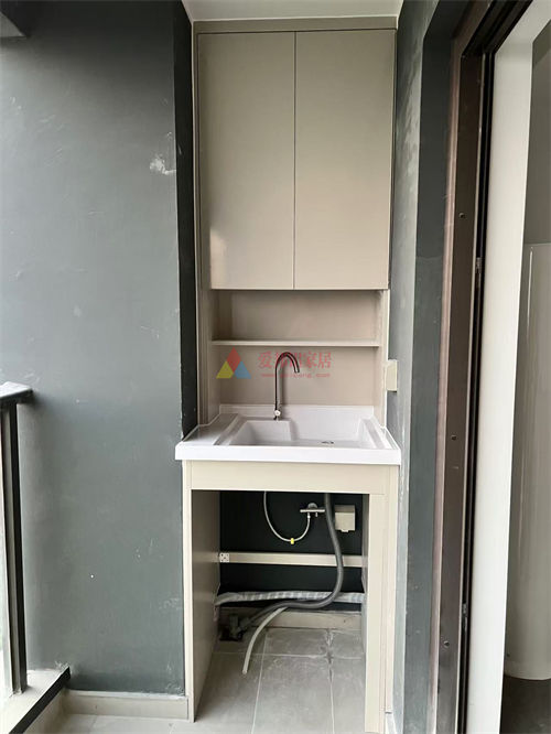 湾璟一号6栋01户型单机柜【肤感白柜体 肤感白隐边门】机上盆
