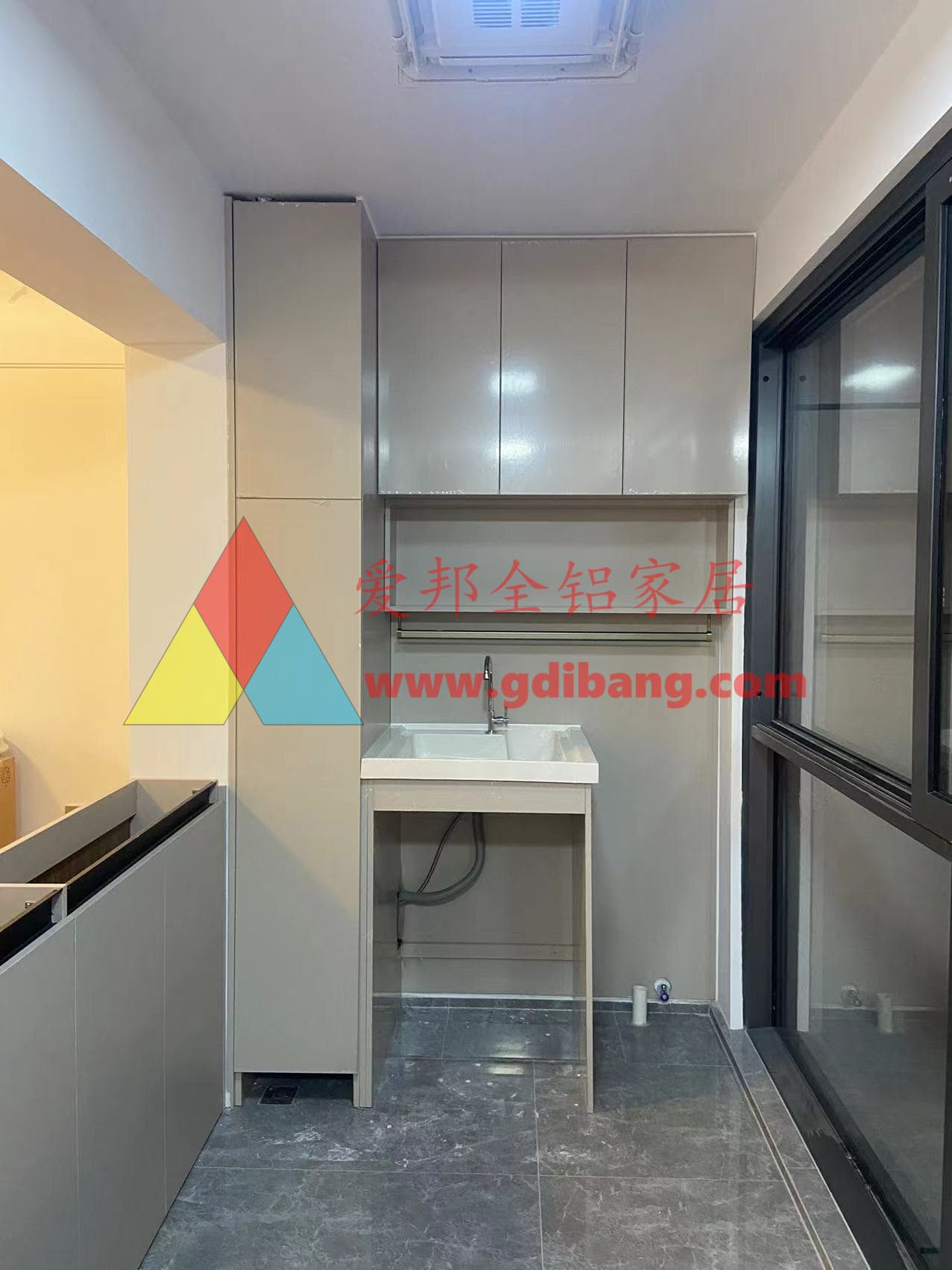 东悦湾11-03 肤感白 高级阳台柜 石英石一体盆