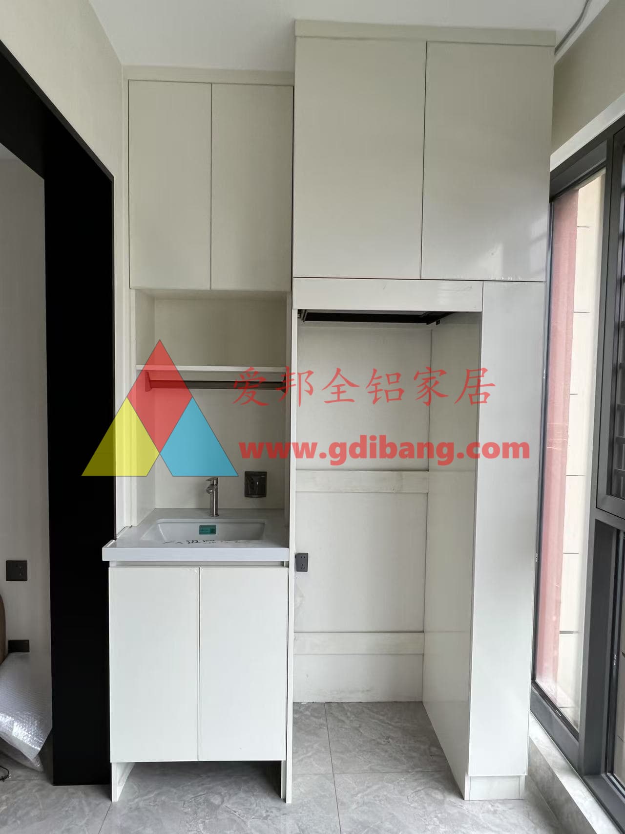 东悦湾11-03 肤感白 高级阳台柜 石英石一体盆