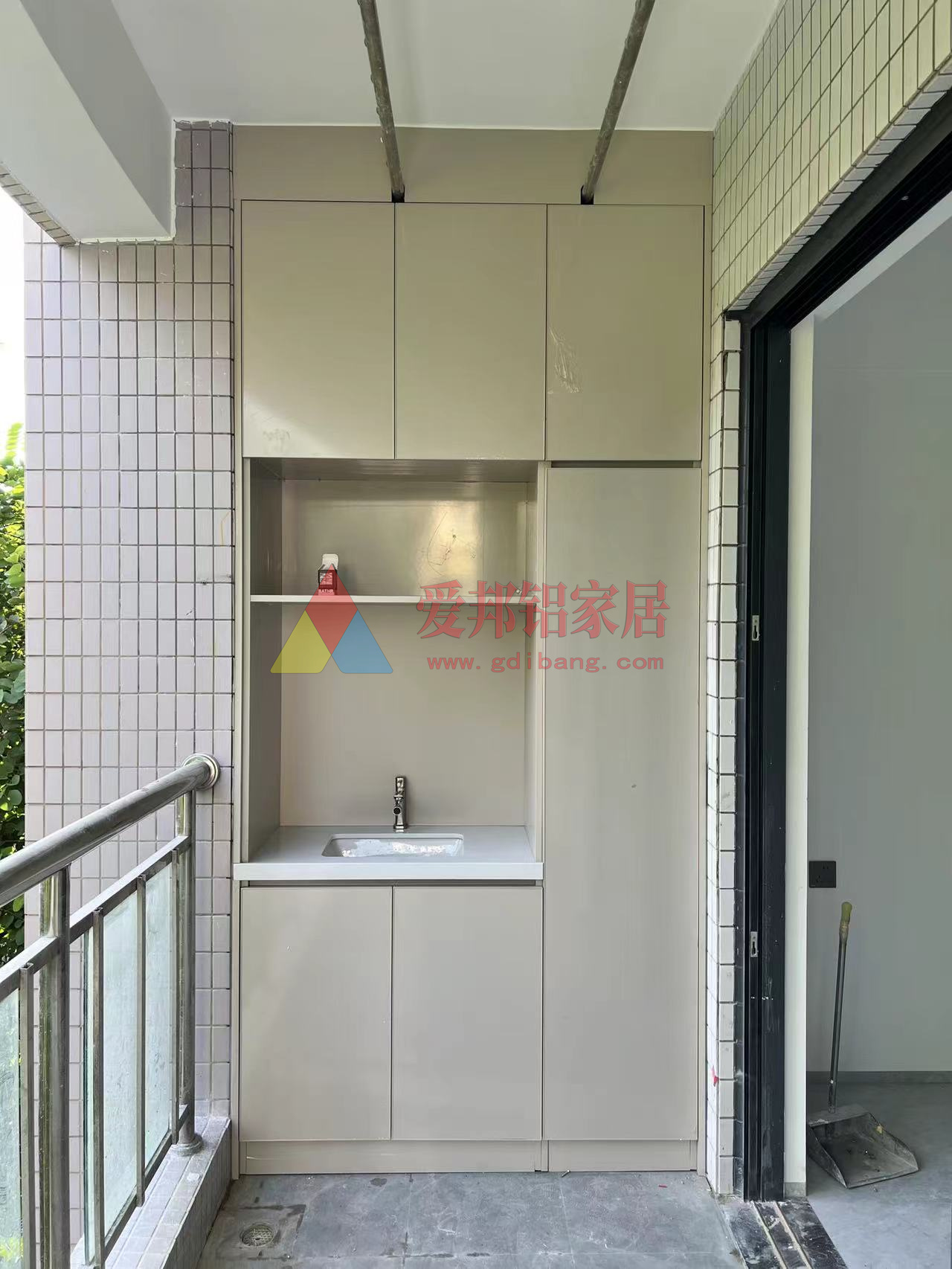 石英石台面+陶瓷盆样式【阳台储物柜】