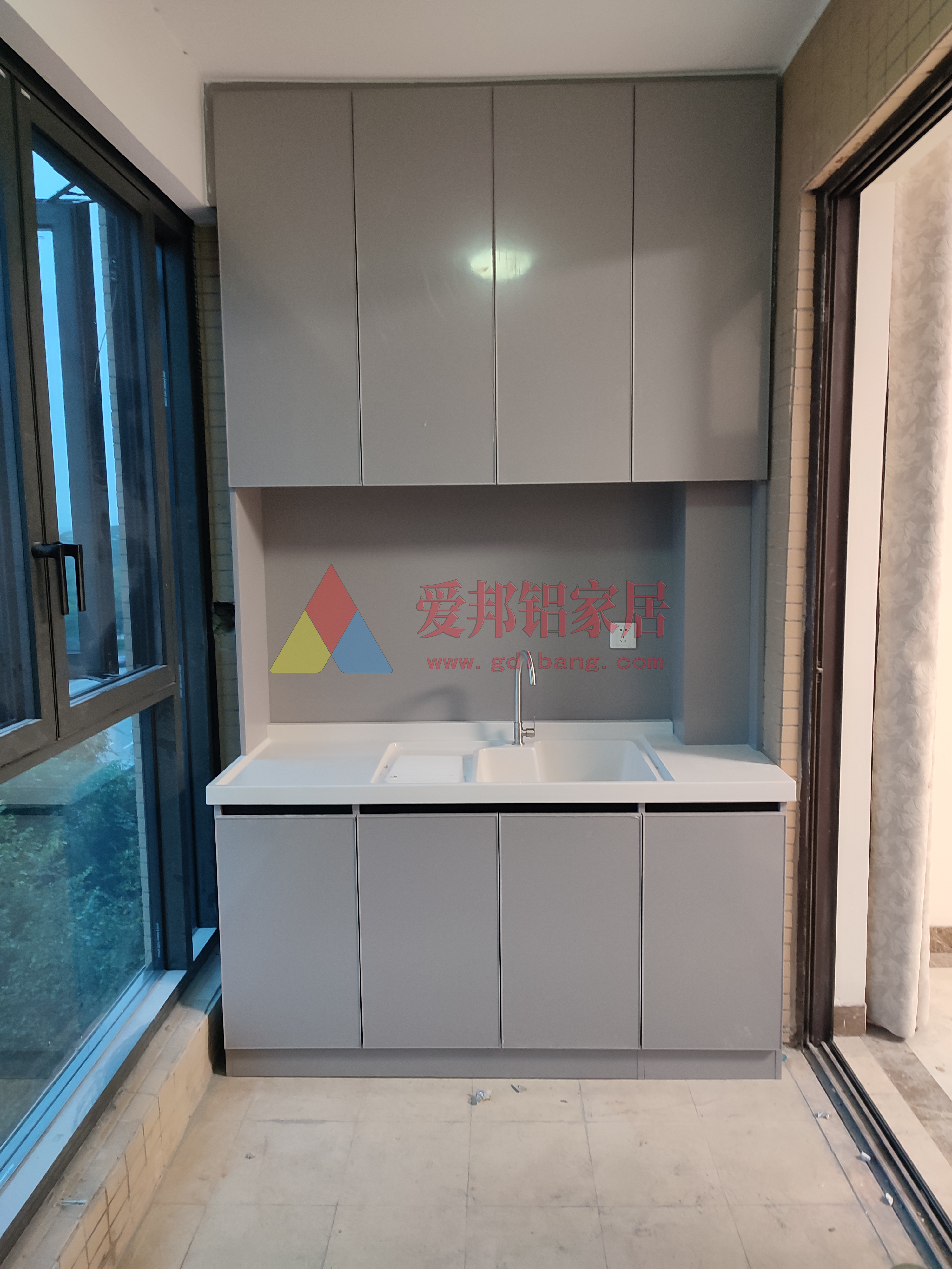 石英石一体盆有搓【铝阳台储物柜】