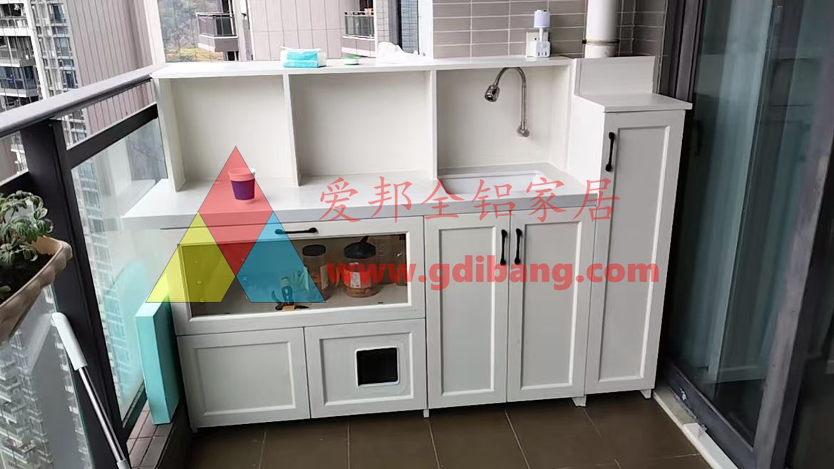 时代南湾16-2栋01户型  阳台洗手池柜  肤感白配色  