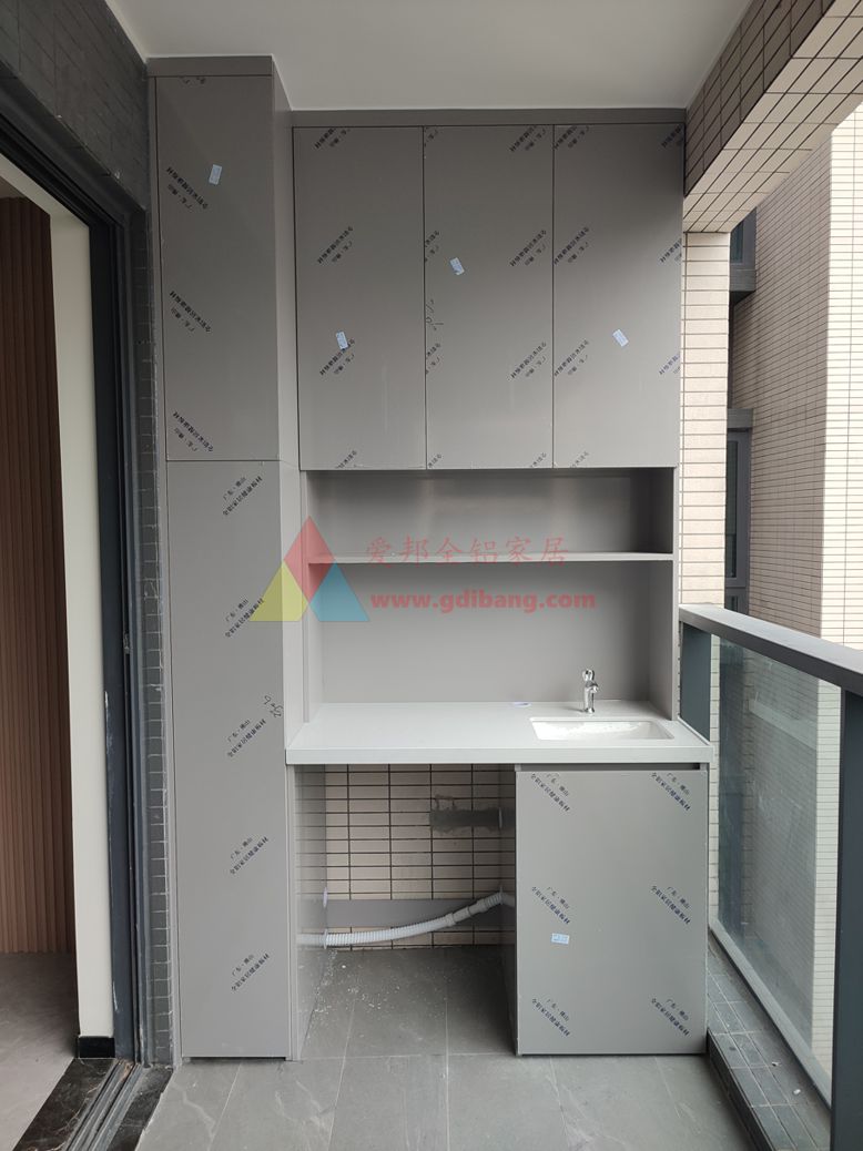 科熙花园7栋04户型【肤感灰】铝合金阳台单机柜  石英石台面